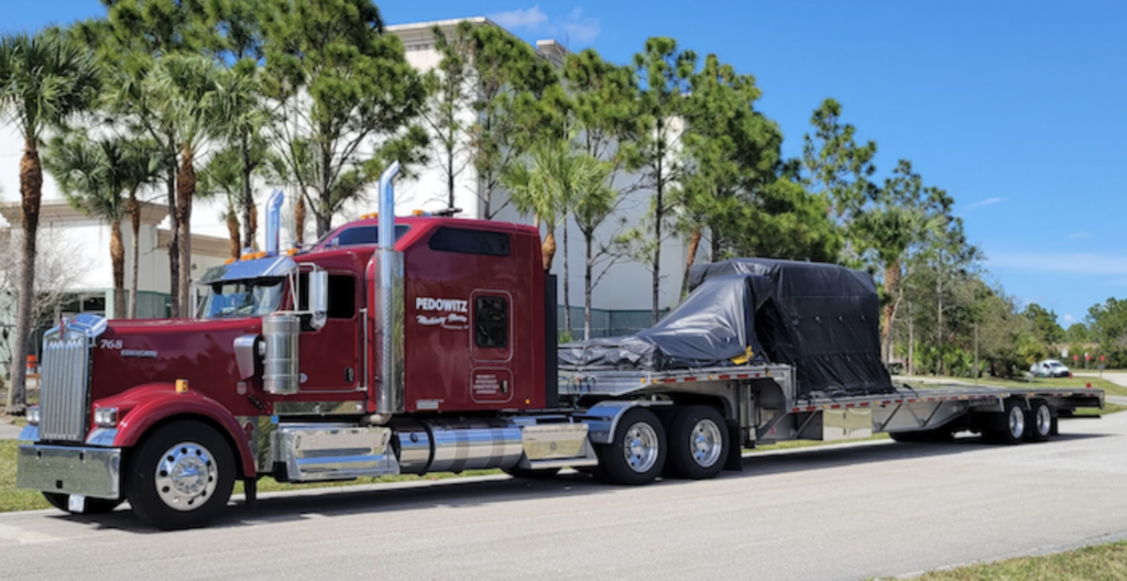 Pedowitz Machinery Movers Carolina CNC Lathe Trucking and Rigging Jupiter Florida to California 2